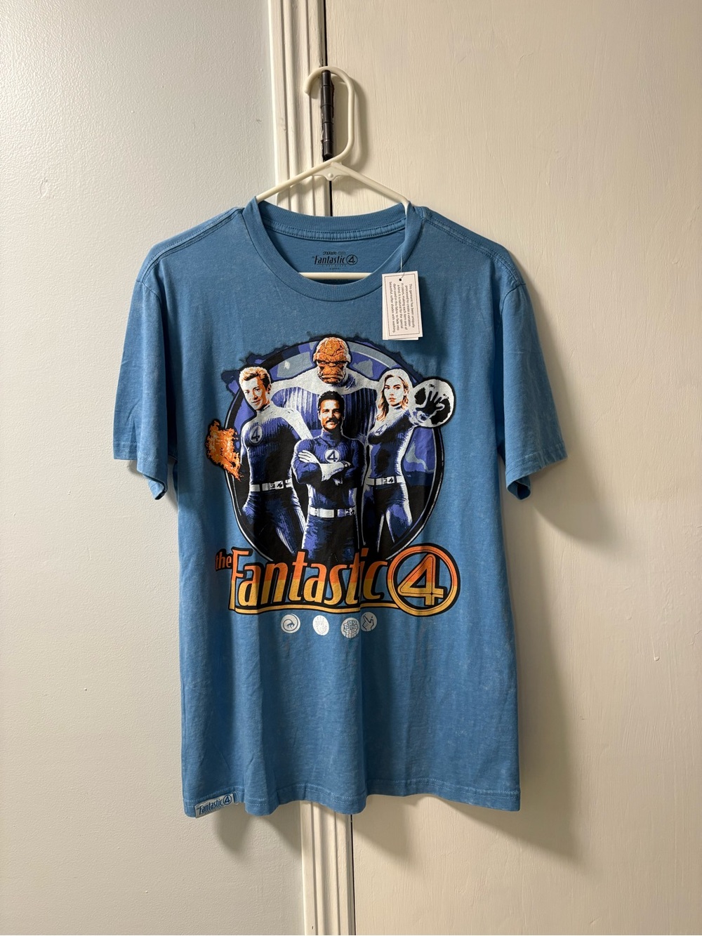 Marvel Fantastic Four Blue Graphic Tee with Orange Accents